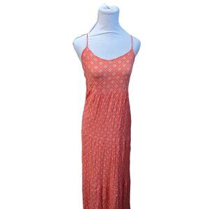 SO Sundress Size M Orange Maxi Adjustable Spaghetti Straps Boho beach summer